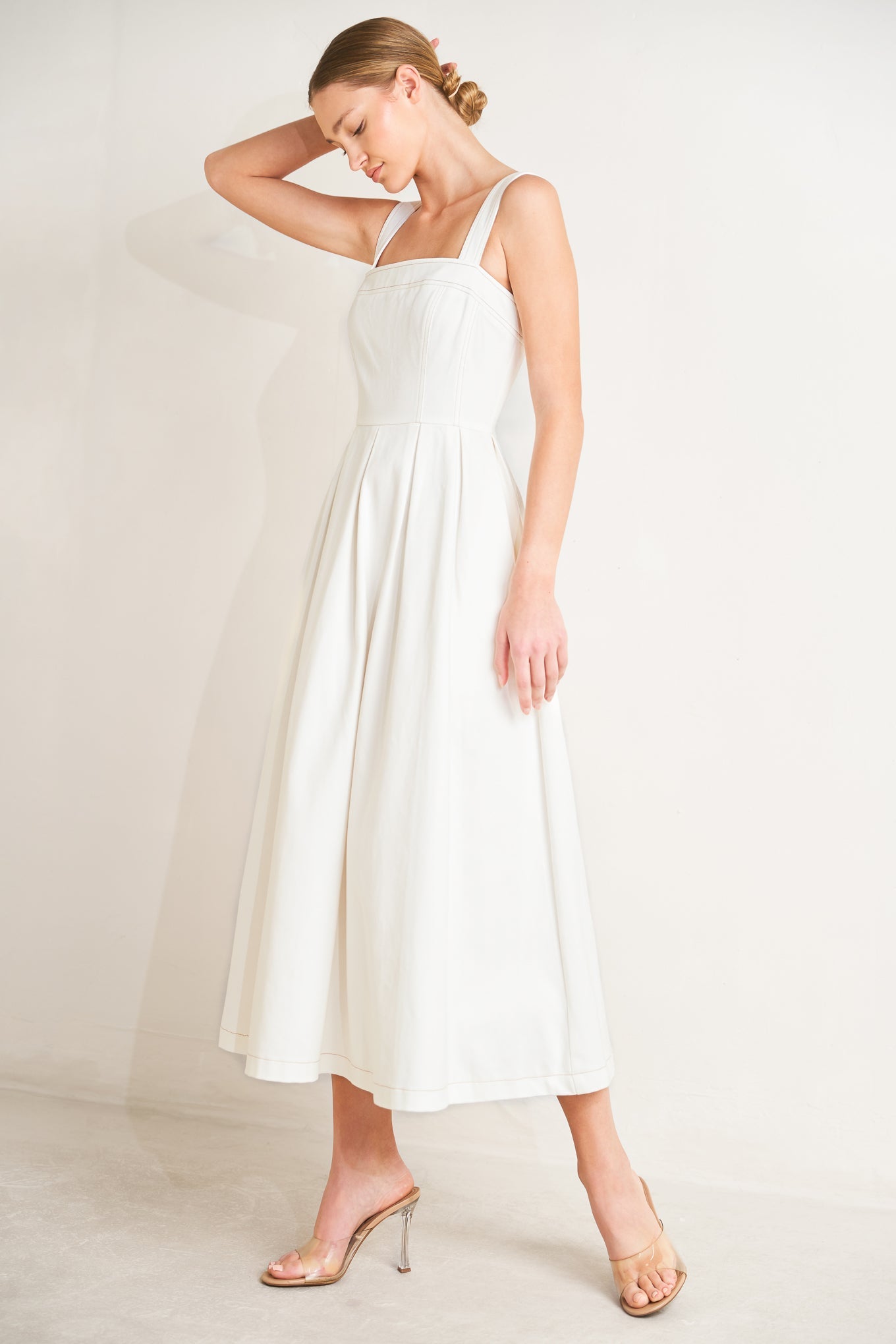 SERENE CHARM WOVEN MIDI DRESS