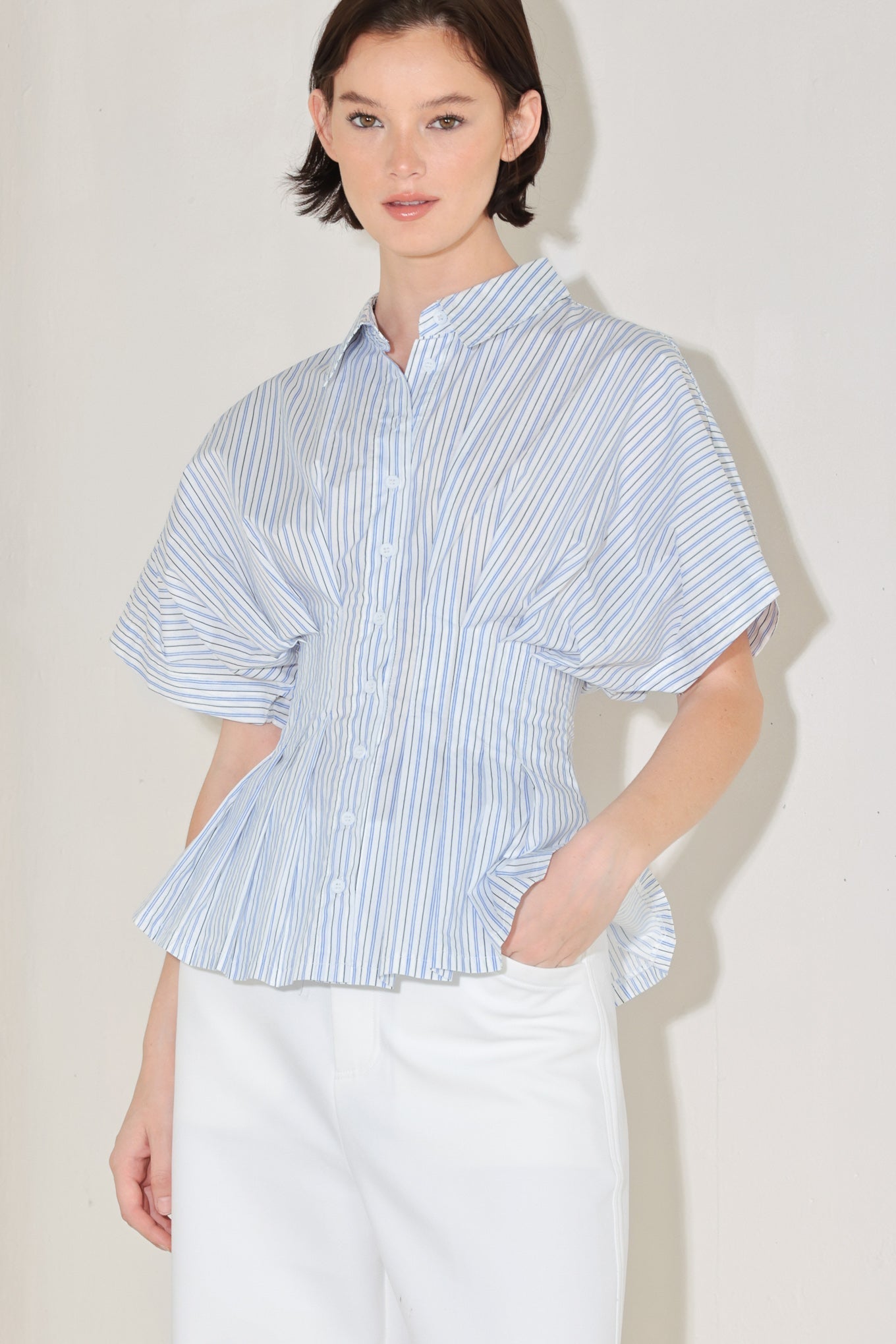 SKYLINE STRIPE WOVEN TOP