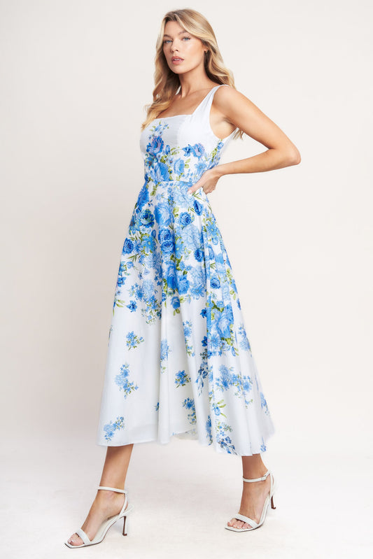 CLASSIC BLOOM DAY WOVEN MIDI DRESS